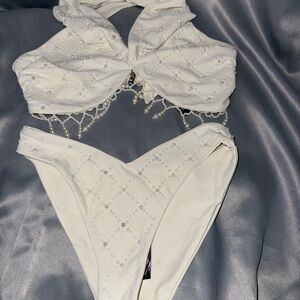 Beach Riot White Bikini with Pearl Details